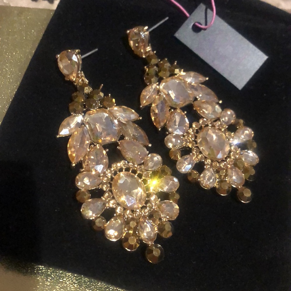 Light Colorado &Smoky Topaz Crystal Earrings,NWT